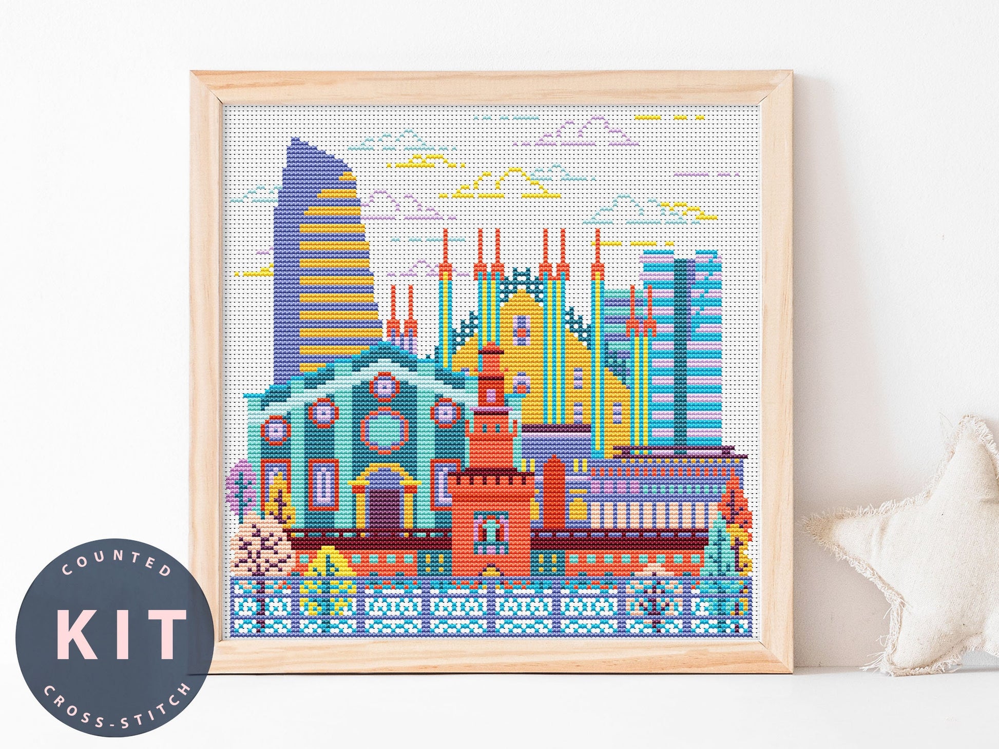 Milan Cross Stitch Kit: City Skyline DIY Sewing Kit