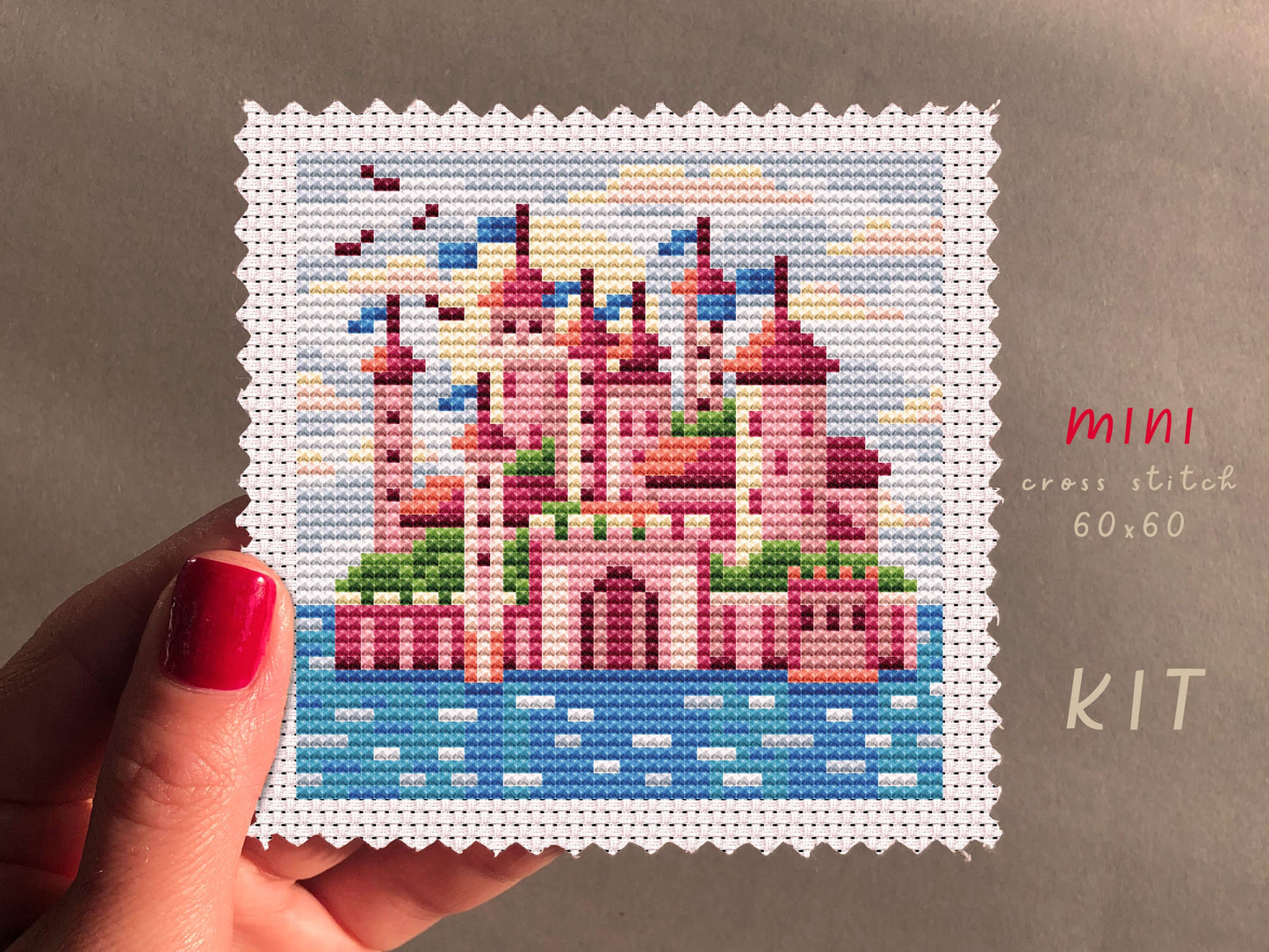 Cinderella Castle Cross Stitch Kit: DIY Needlepoint Pattern