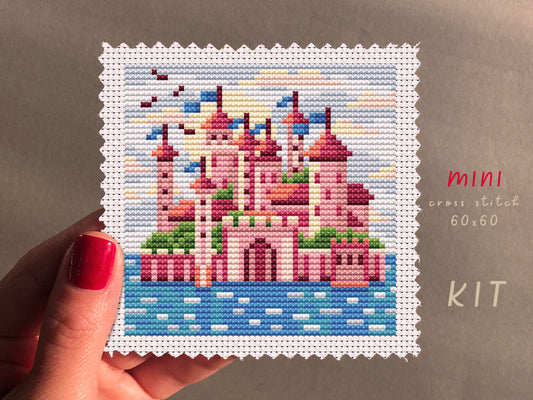 Cinderella Castle Cross Stitch Kit: DIY Needlepoint Pattern