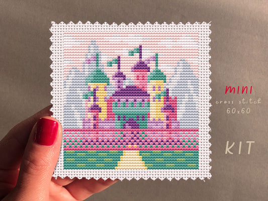 Cinderella Castle Cross Stitch Kit: Beginner DIY Home Decor