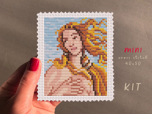 Birth Of Venus Cross Stitch Kit: DIY Floral Wall Hanging