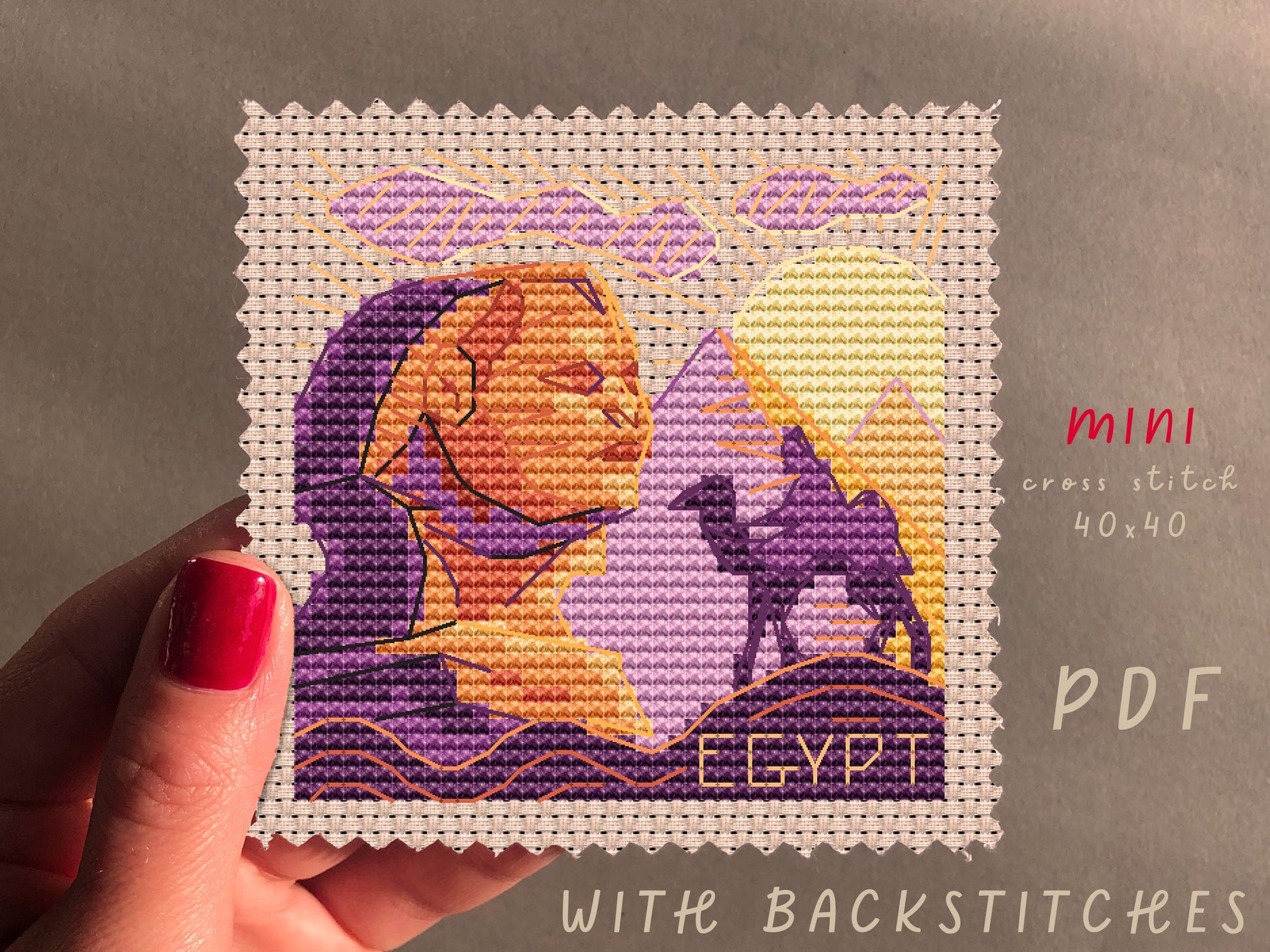 Mini Giza Egypt Cross Stitch Pattern: Modern Art (PDF Pattern)
