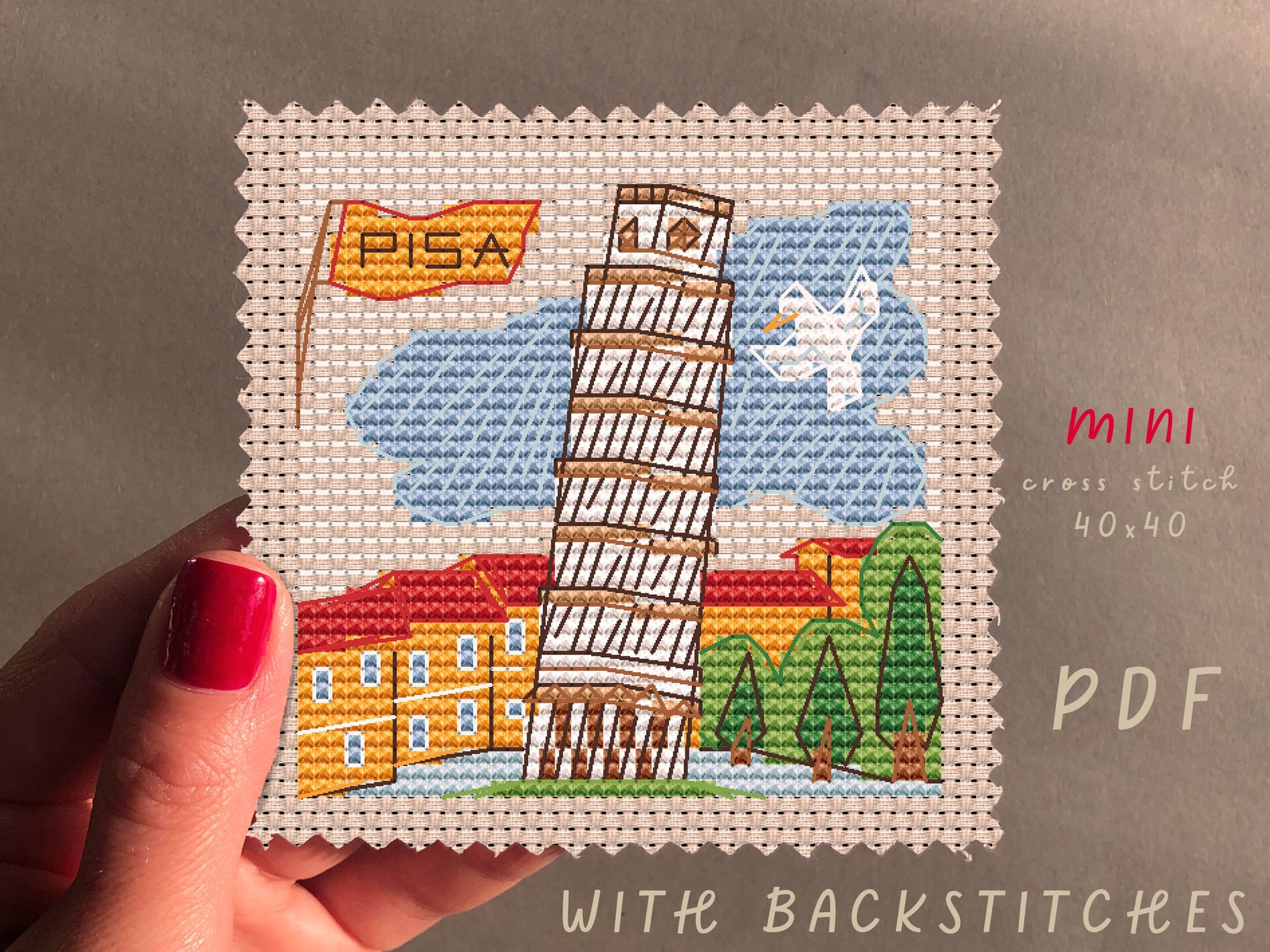 Mini Pisa Cross Stitch Pattern: Funny City Art (Digital Download)