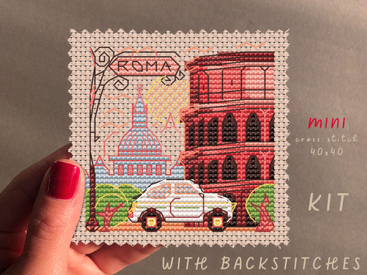 Mini City Roma Cross Stitch Kit: DIY Embroidery, Nursery Decor