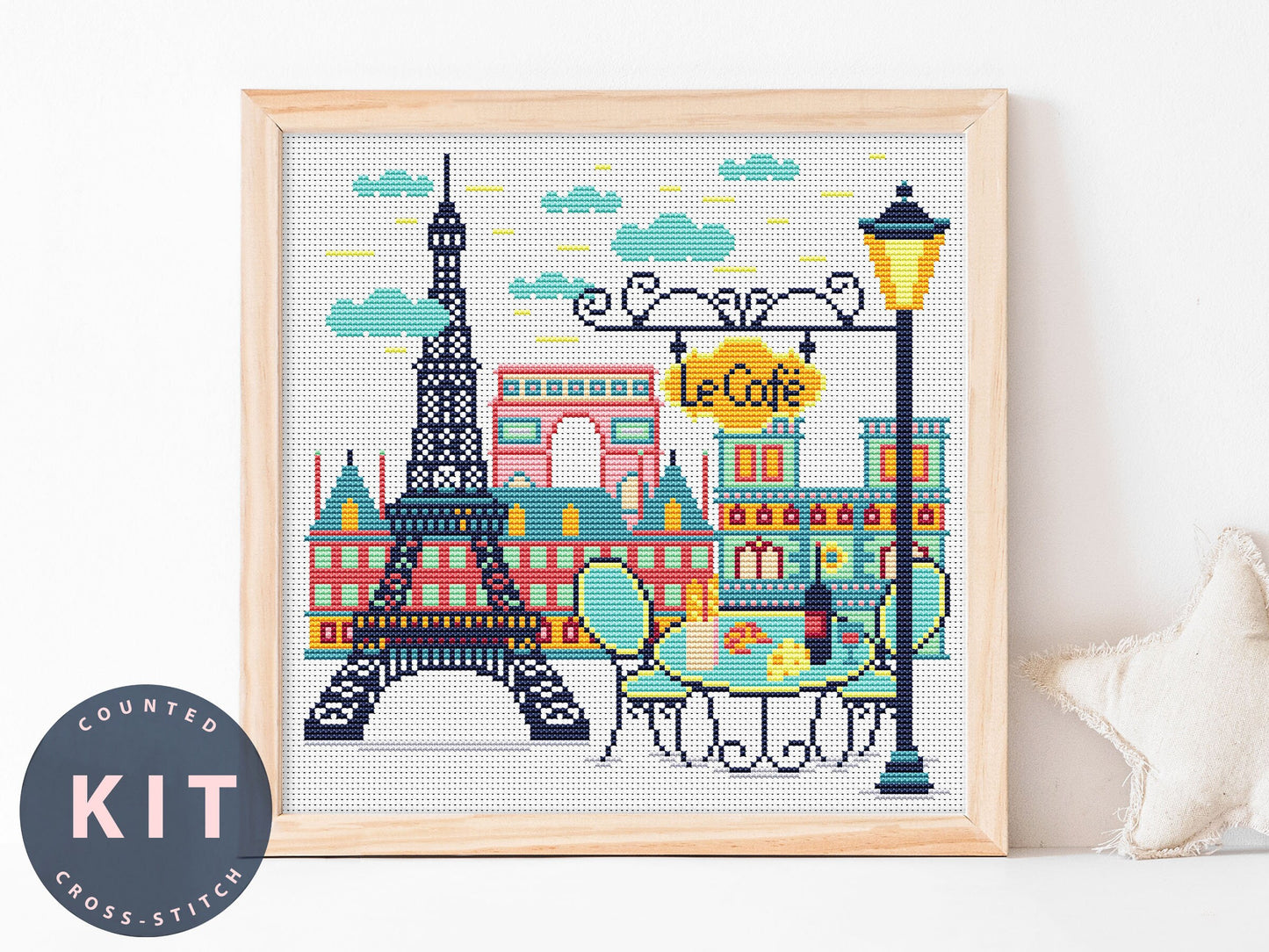 France Cross Stitch Kit: Eiffel Tower Beginner Pattern