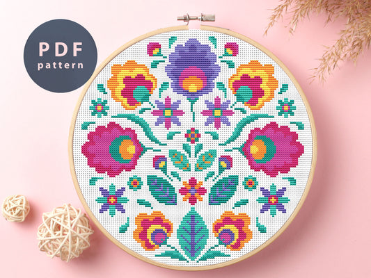 Flower of Abundance Cross Stitch Pattern: Floral Borders (PDF Pattern)