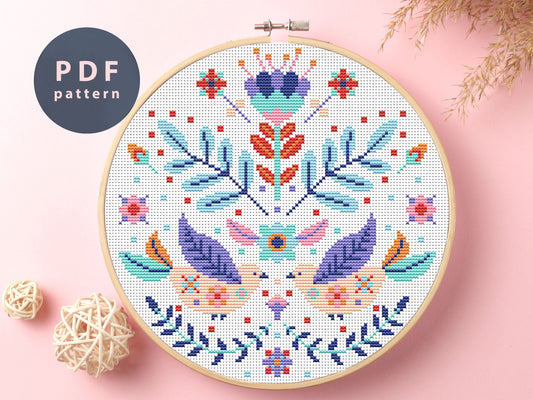 Pure Love Cross Stitch Pattern: Floral Family Ornament (PDF Pattern)