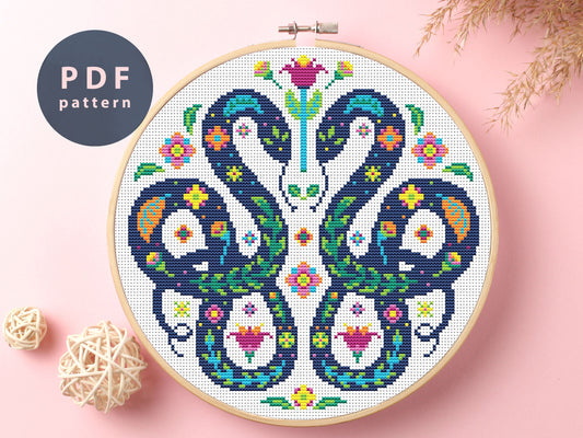 Etno Snakes Cross Stitch Pattern: DIY Home Decor (Digital Download)