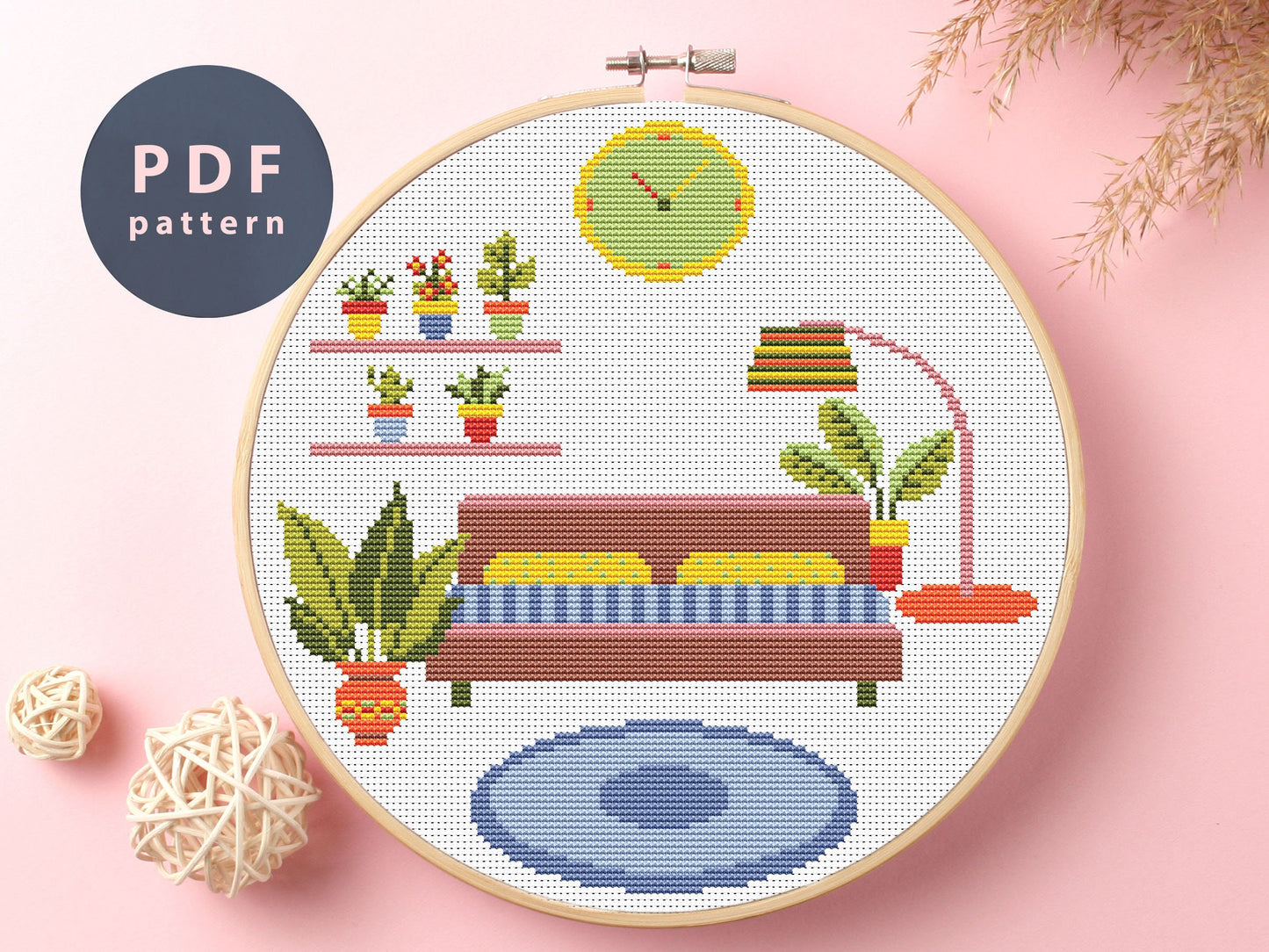 Cosy Couch Cross Stitch Pattern: Modern Home Embroidery (PDF Pattern)