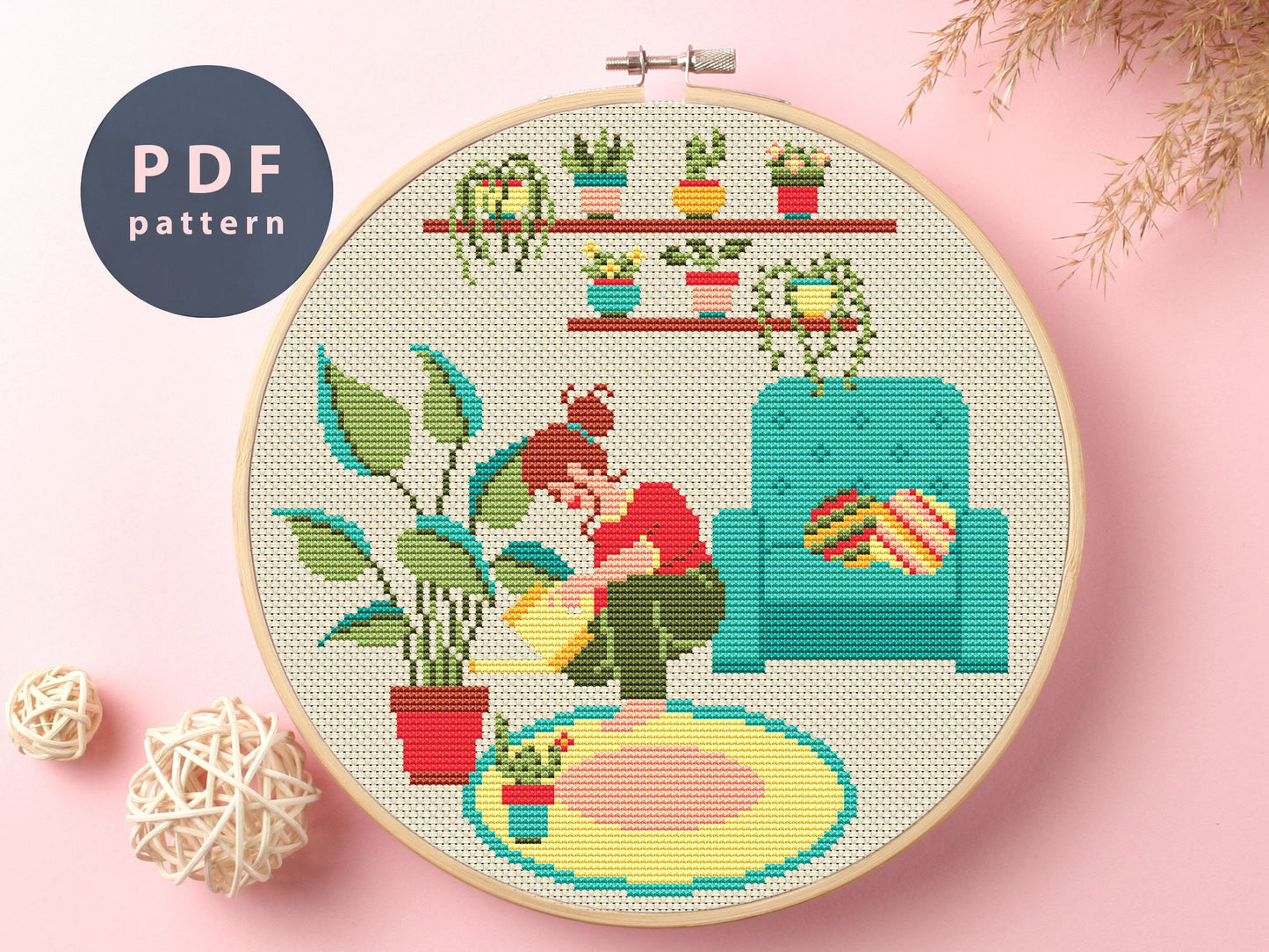 Love My Plants Cross Stitch Pattern: Modern Home Decor (PDF Pattern)