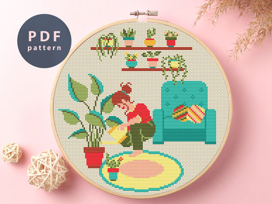 Love My Plants Cross Stitch Pattern: Modern Home Decor (PDF Pattern)
