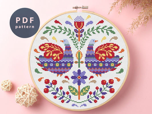 Cross Stitch Pattern Cute Birds, Memorial Ornament, Gift For Cat Lovers, Gift For Cat Lovers, Cottagecore