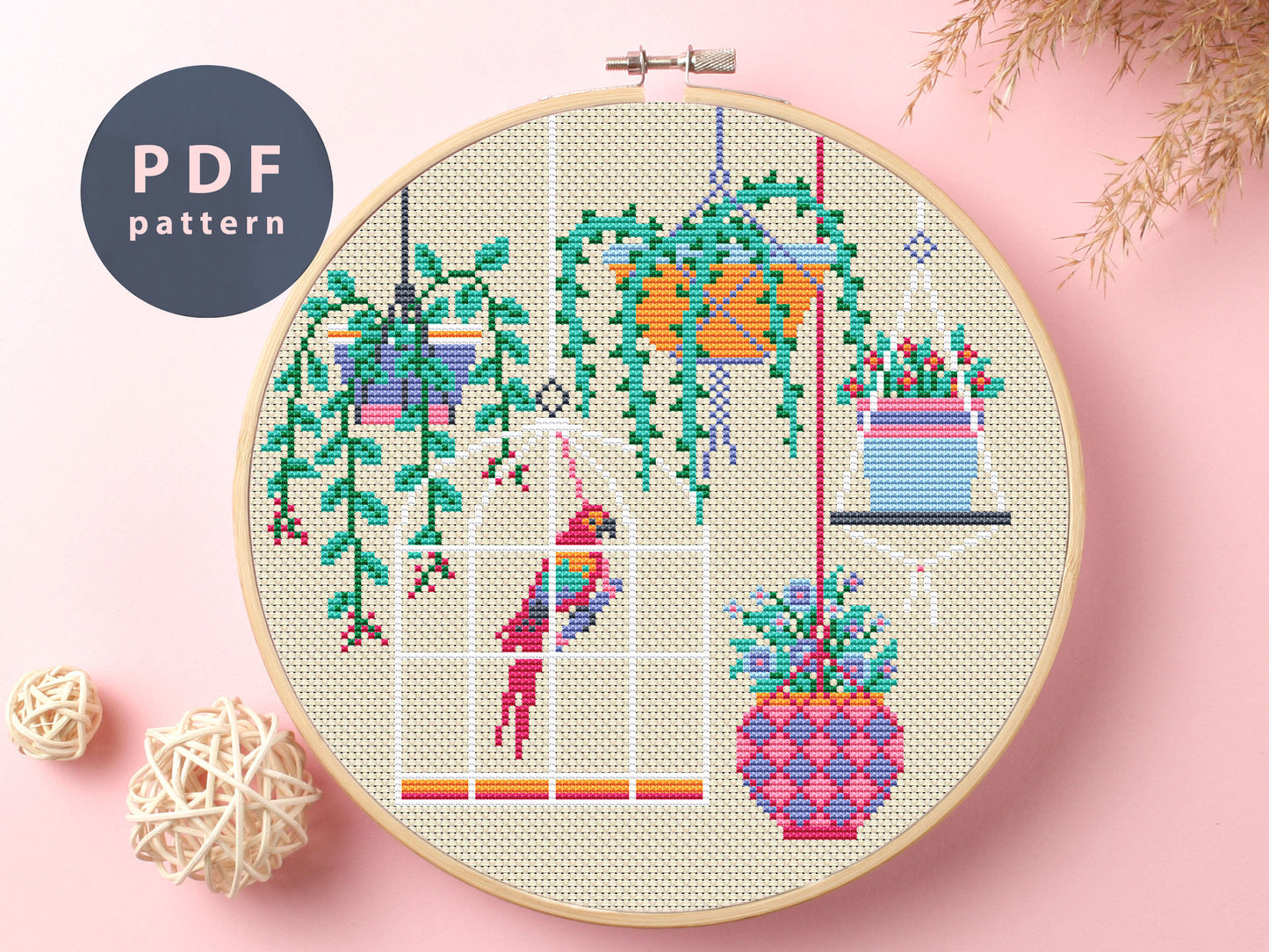 Parrot Cross Stitch Pattern: Cozy Home Decor (PDF Pattern)