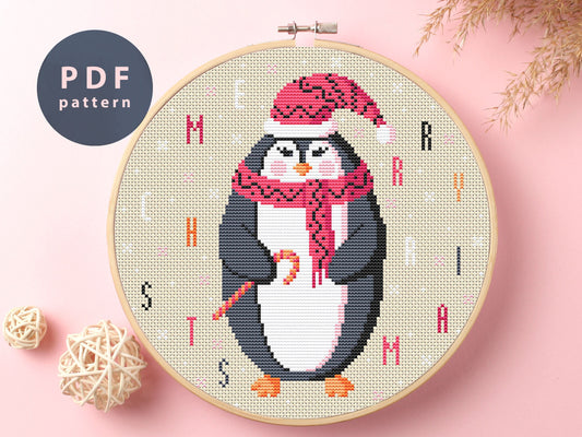 Penguin Snow Globe Cross Stitch Pattern: Beginner Sampler (PDF Pattern)