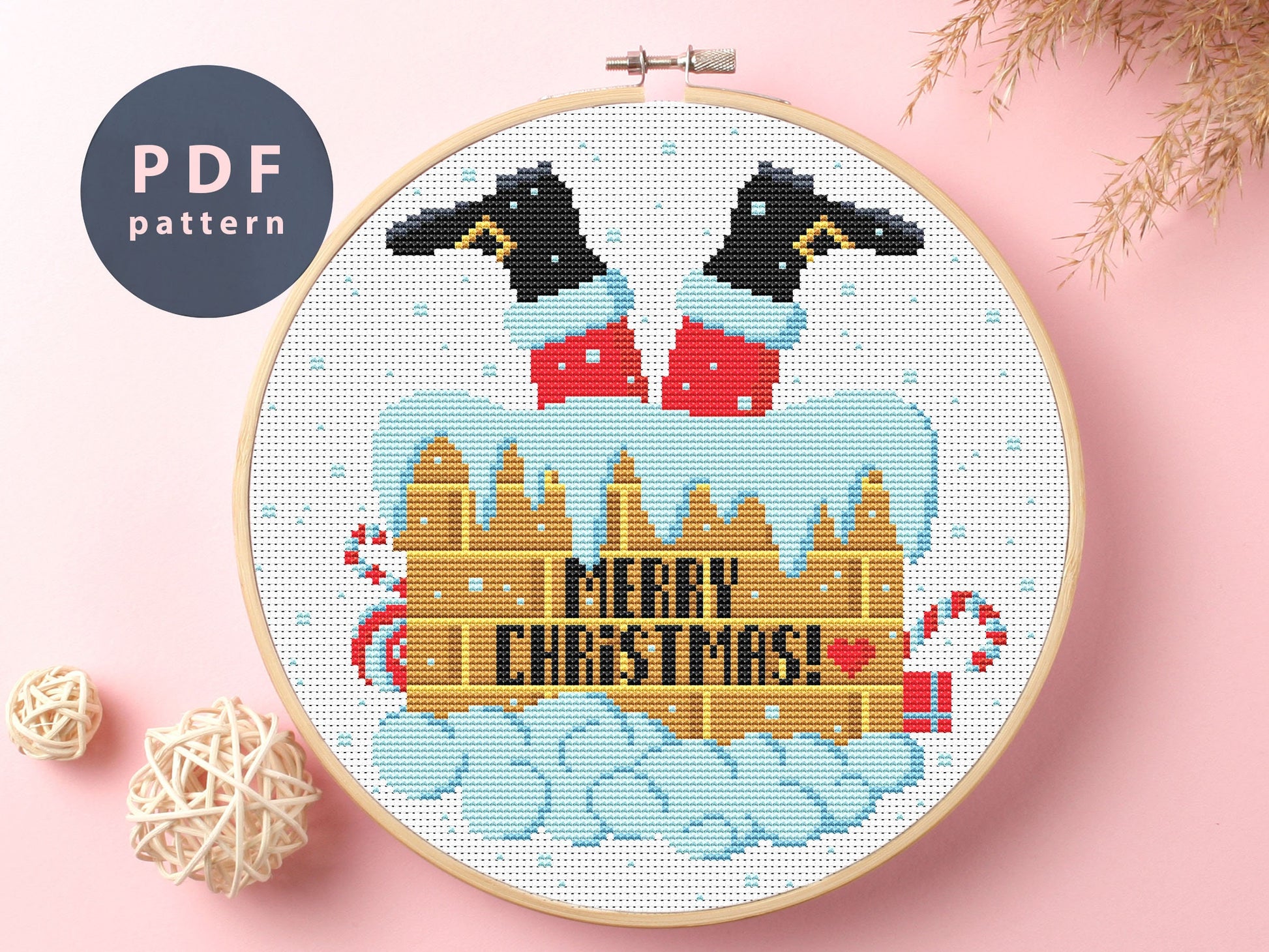 Santa In Chimney Cross Stitch Pattern: Funny Christmas Design (PDF Pattern)