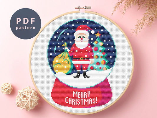 Snow Globe Cross Stitch Pattern: Christmas Snowman DIY (PDF Pattern)