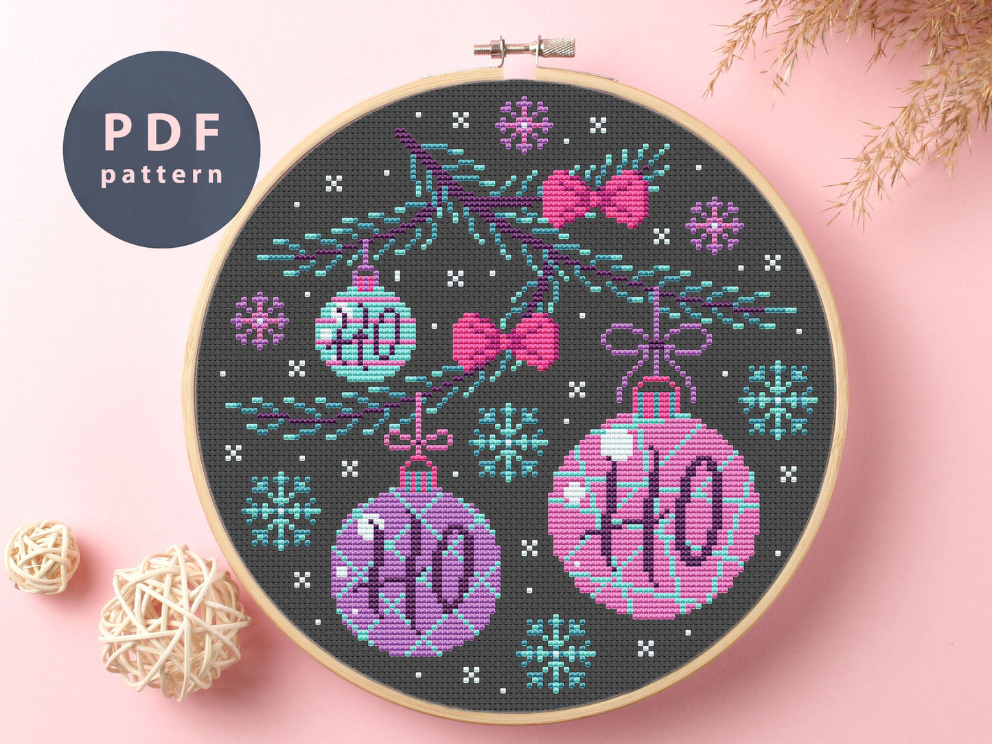 Cross Stitch Pattern Ho Ho Ho, Embroidery Hoop, Ho Ho Ho Cross Stitch Pattern, Rude Cross Stitch, Cross Stitch Modern