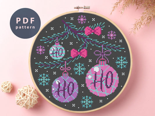 Cross Stitch Pattern Ho Ho Ho, Embroidery Hoop, Ho Ho Ho Cross Stitch Pattern, Rude Cross Stitch, Cross Stitch Modern