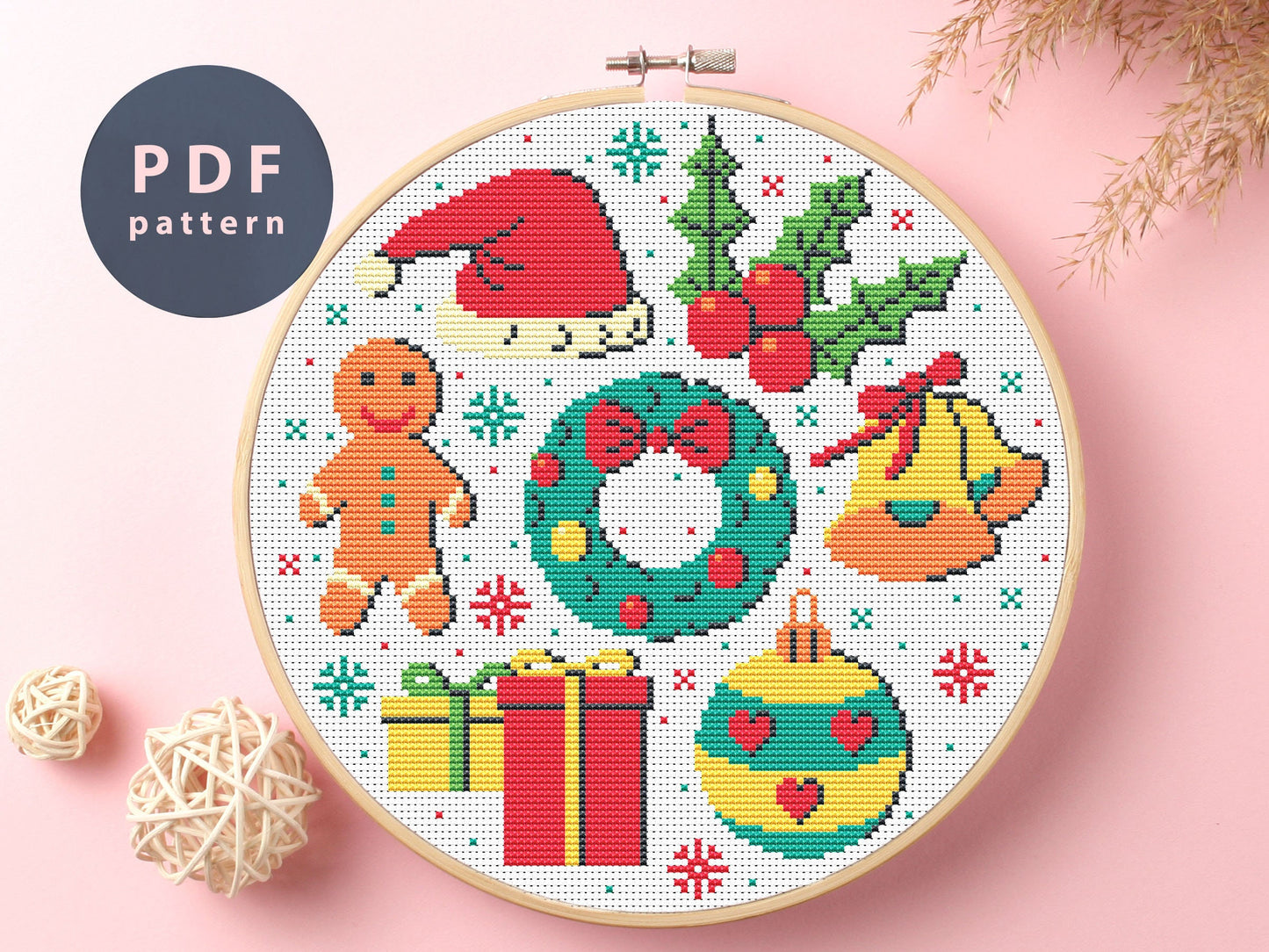 Christmas Things Cross Stitch Pattern: Modern Holiday Design (PDF Pattern)