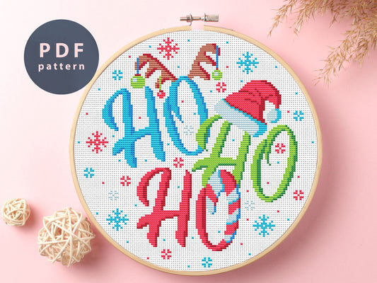 Ho Ho Ho Cross Stitch Pattern | Wall Decor | Home Decor DIY | Cross Stitch PDF | Cross Stitch Counted