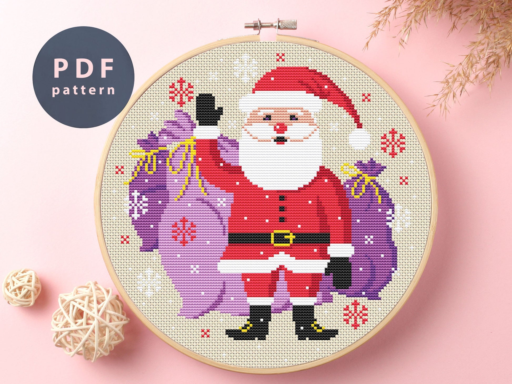 Santa Claus Cross Stitch Pattern: Christmas Decor (PDF Pattern)