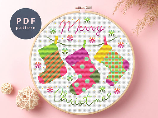 Christmas Socks Cross Stitch Pattern: Holiday DIY Craft (PDF Pattern)