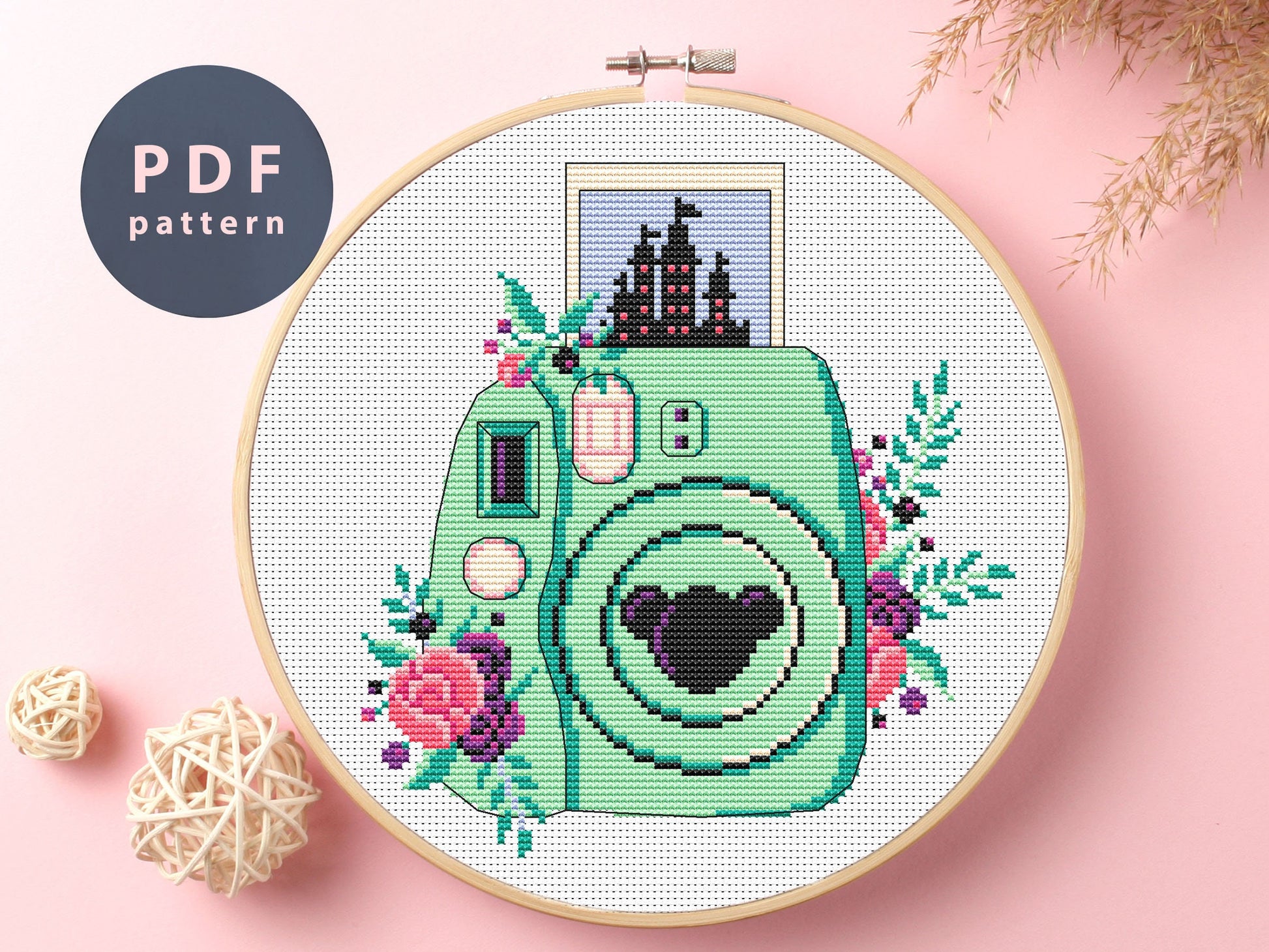 Photo Camera Cross Stitch Pattern, Instant Download, Easy To Follow
