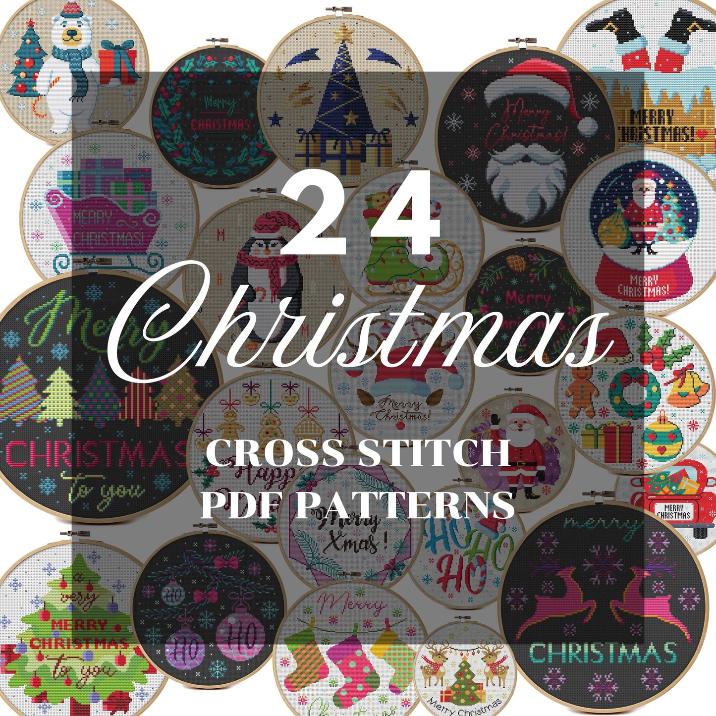 Cross stitch patterns Christmas Bundle, 24 designs